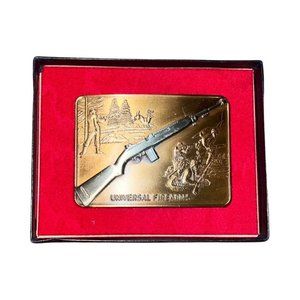 Universal Firearms M1 Carbine WW2 Paratrooper Brass Buckle Vintage Military Rare